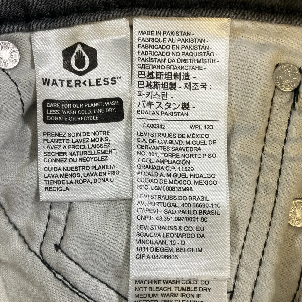 Levi's 511 Slim Fit Jeans Mens 29x32 Gray Stretch Denim WaterLess